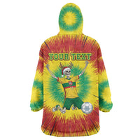 Personalized Lithuania Christmas Tie Dye Wearable Blanket Hoodie Skeleton Soccer Goal Celebration Santa Hat - Wonder Print Shop