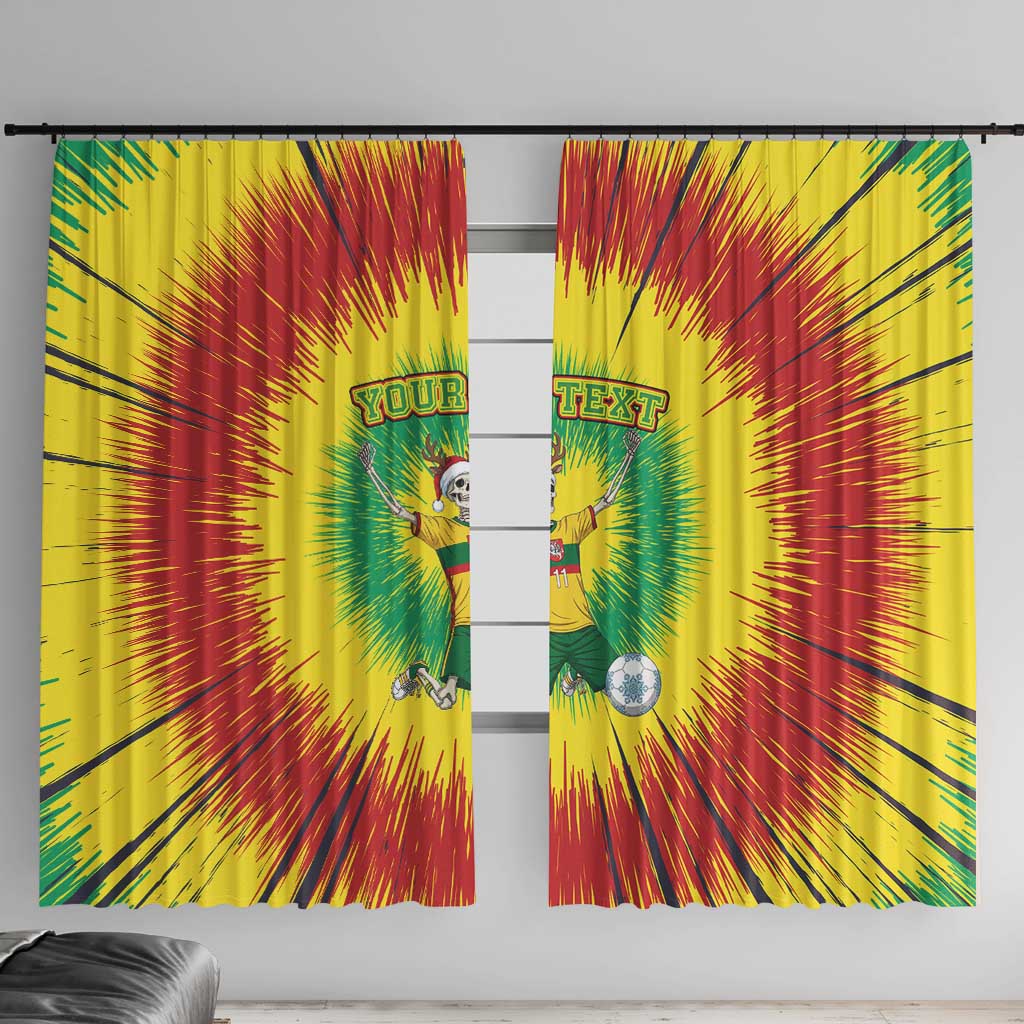 Personalized Lithuania Christmas Tie Dye Window Curtain Skeleton Soccer Goal Celebration Santa Hat - Wonder Print Shop