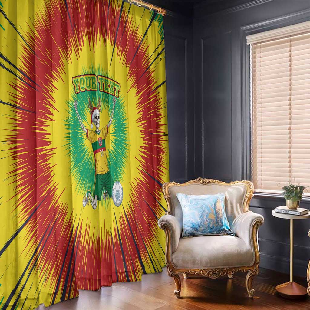 Personalized Lithuania Christmas Tie Dye Window Curtain Skeleton Soccer Goal Celebration Santa Hat - Wonder Print Shop