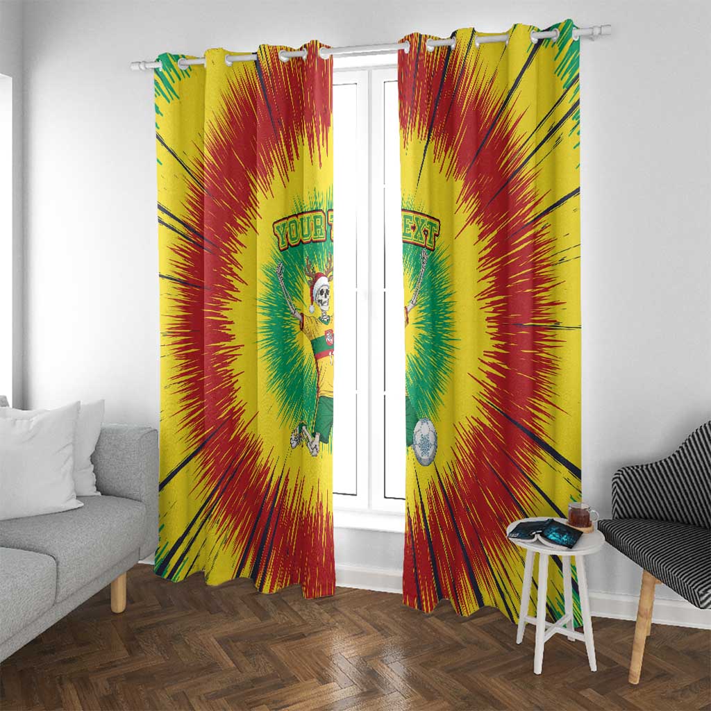 Personalized Lithuania Christmas Tie Dye Window Curtain Skeleton Soccer Goal Celebration Santa Hat - Wonder Print Shop