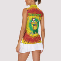 Personalized Lithuania Christmas Tie Dye Women Sleeveless Polo Shirt Skeleton Soccer Goal Celebration Santa Hat - Wonder Print Shop