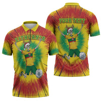 Personalized Lithuania Christmas Tie Dye Zipper Polo Shirt Skeleton Soccer Goal Celebration Santa Hat - Wonder Print Shop