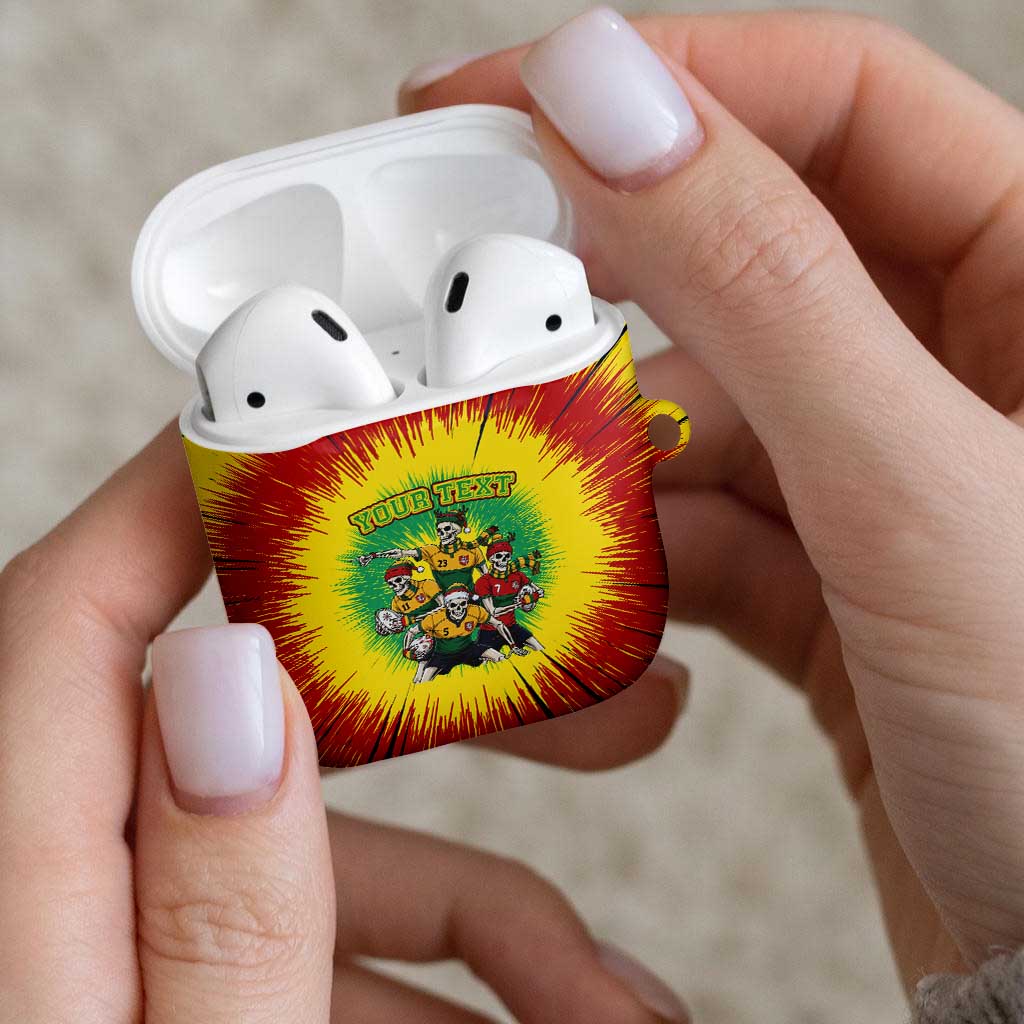 Personalized Lithuania Christmas AirPods Case Skeleton Rugby Tie Dye Vintage - Wonder Print Shop