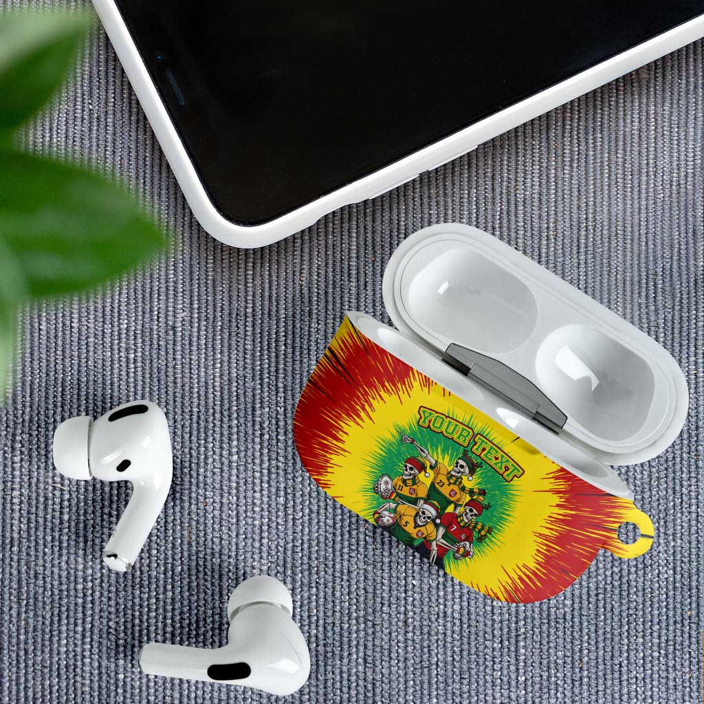 Personalized Lithuania Christmas AirPods Case Skeleton Rugby Tie Dye Vintage - Wonder Print Shop