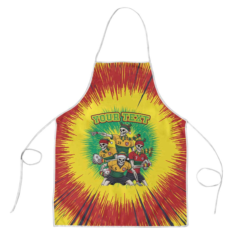 Personalized Lithuania Christmas Apron Skeleton Rugby Tie Dye Vintage - Wonder Print Shop
