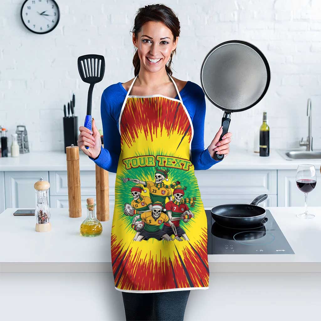 Personalized Lithuania Christmas Apron Skeleton Rugby Tie Dye Vintage - Wonder Print Shop