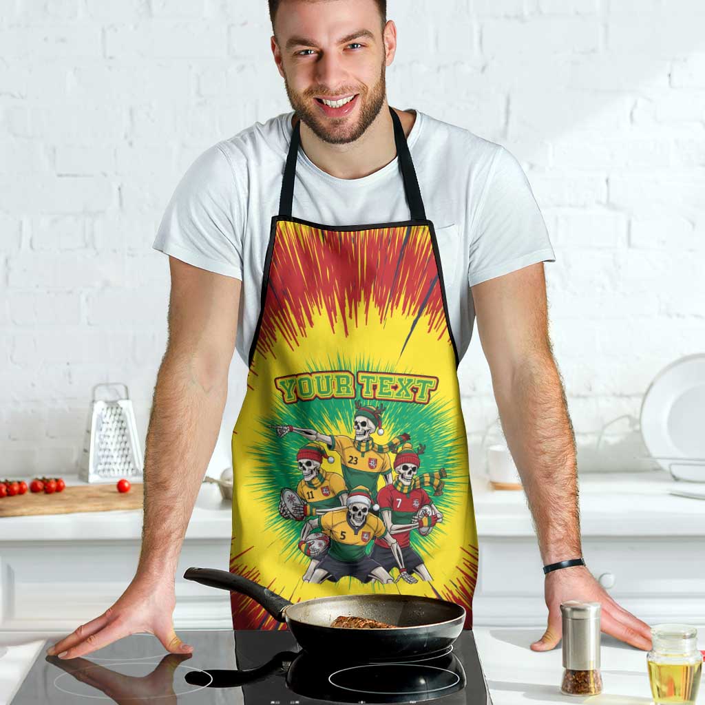 Personalized Lithuania Christmas Apron Skeleton Rugby Tie Dye Vintage - Wonder Print Shop