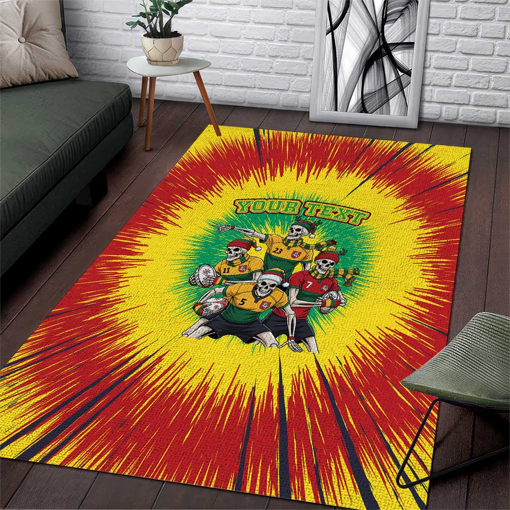 Personalized Lithuania Christmas Area Rug Skeleton Rugby Tie Dye Vintage - Wonder Print Shop