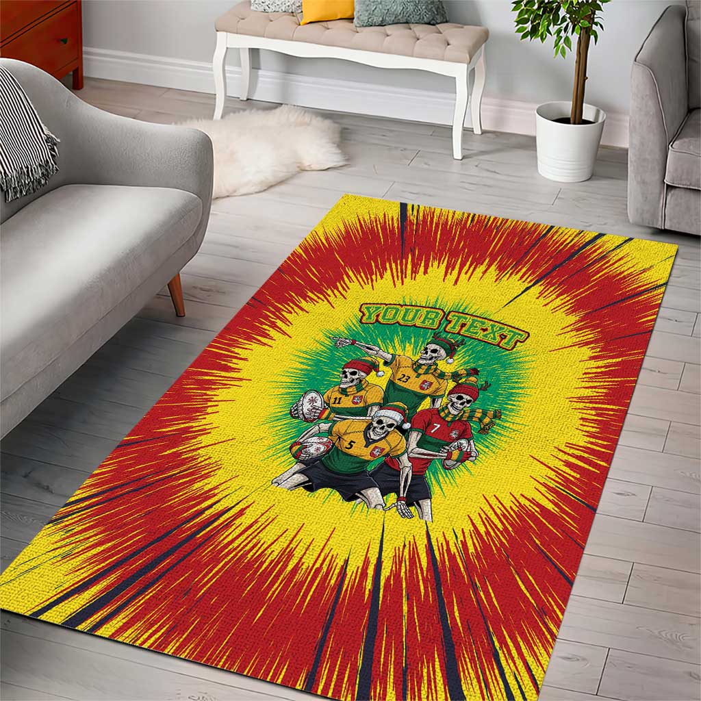 Personalized Lithuania Christmas Area Rug Skeleton Rugby Tie Dye Vintage - Wonder Print Shop