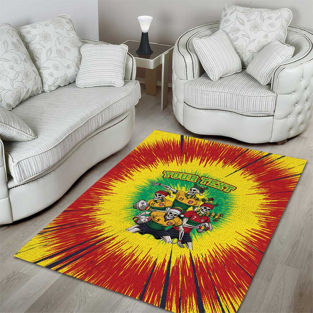 Personalized Lithuania Christmas Area Rug Skeleton Rugby Tie Dye Vintage - Wonder Print Shop