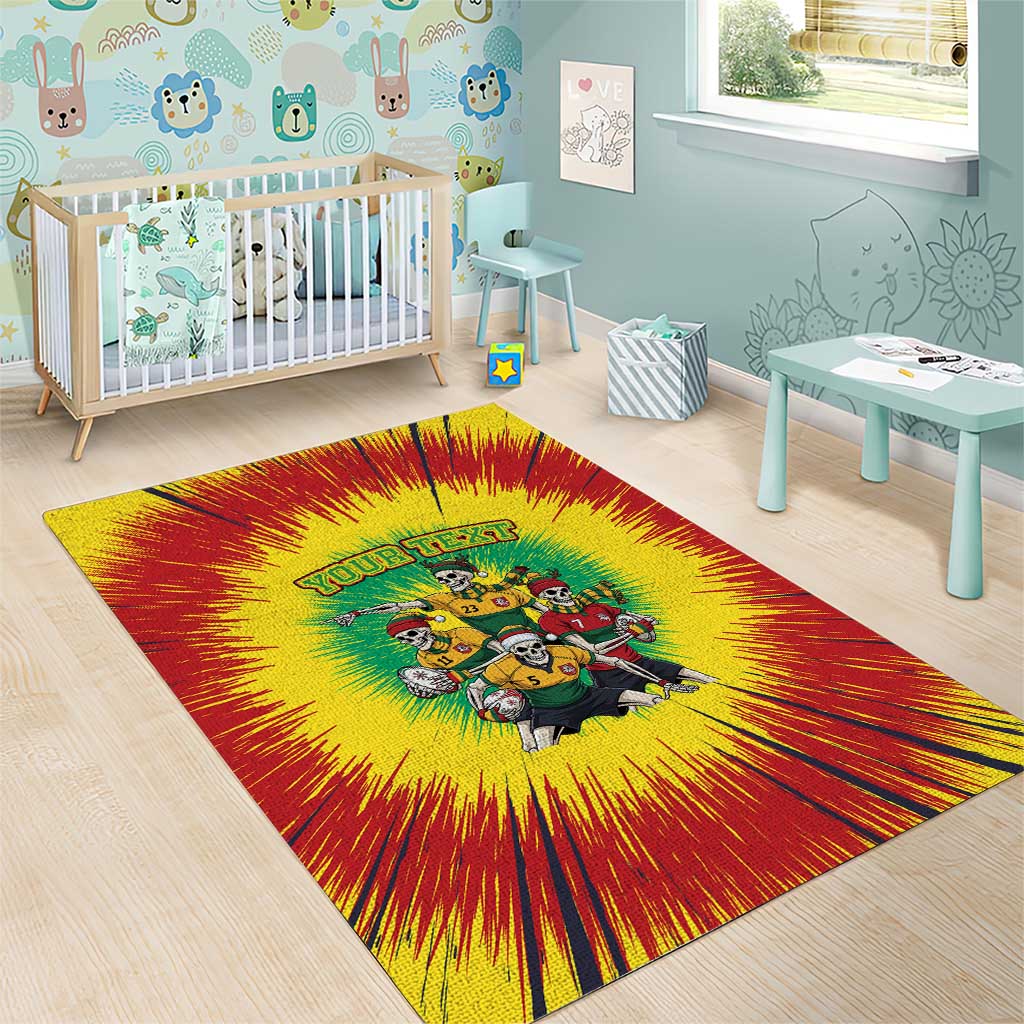 Personalized Lithuania Christmas Area Rug Skeleton Rugby Tie Dye Vintage - Wonder Print Shop