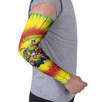 Personalized Lithuania Christmas Arm Sleeves Skeleton Rugby Tie Dye Vintage - Wonder Print Shop