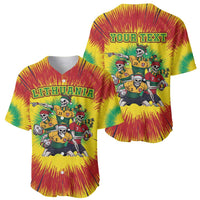 Personalized Lithuania Christmas Baseball Jersey Skeleton Rugby Tie Dye Vintage - Wonder Print Shop
