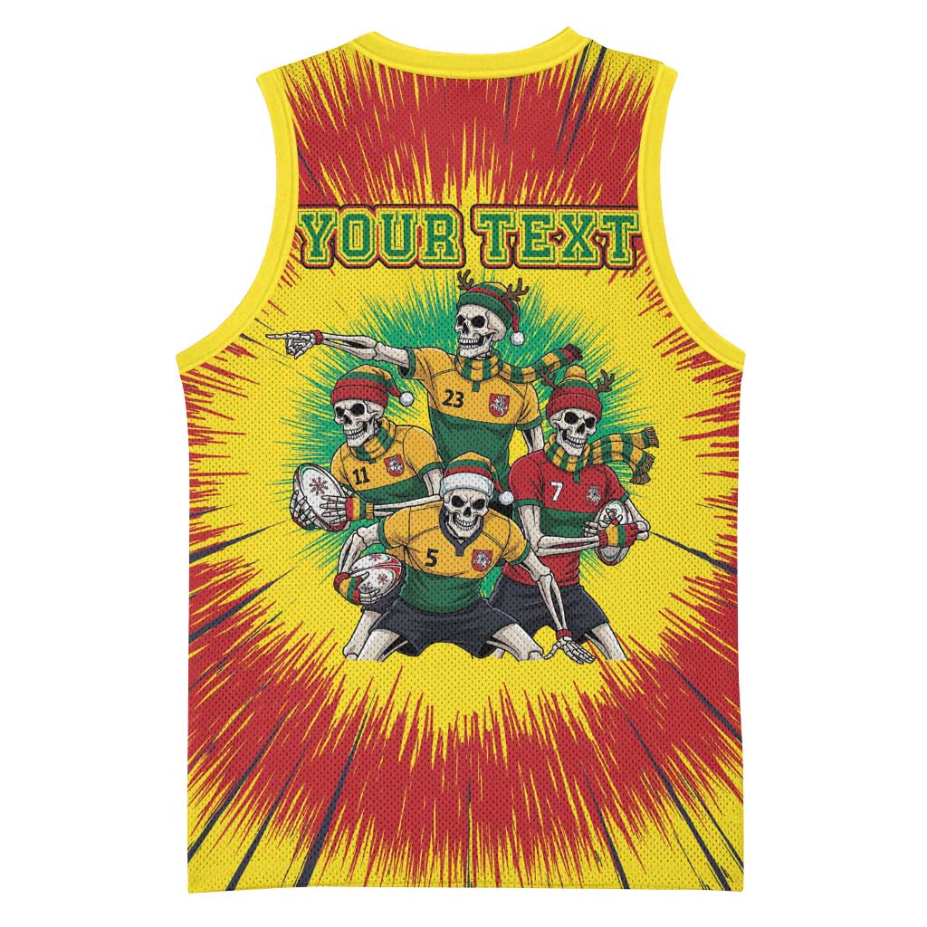 Personalized Lithuania Christmas Basketball Jersey Skeleton Rugby Tie Dye Vintage - Wonder Print Shop