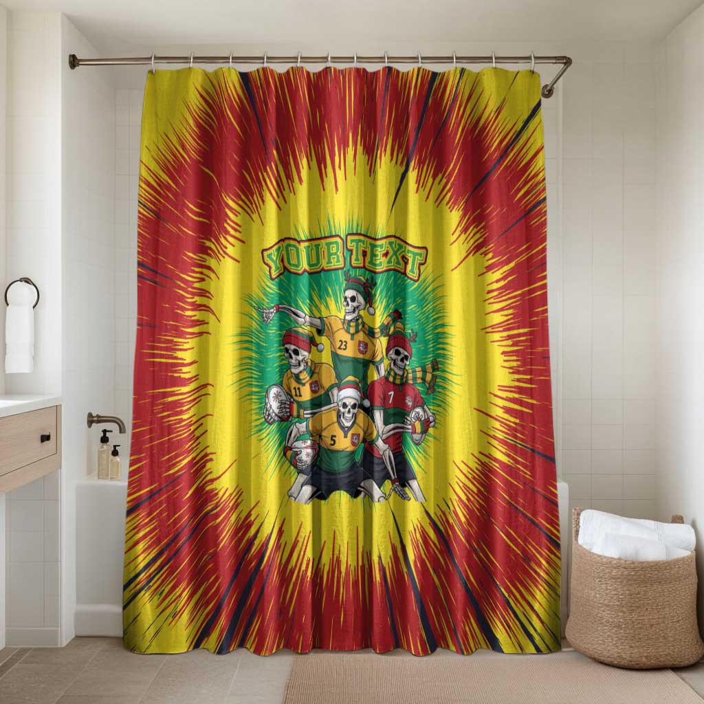 Personalized Lithuania Christmas Bathroom Set Skeleton Rugby Tie Dye Vintage - Wonder Print Shop