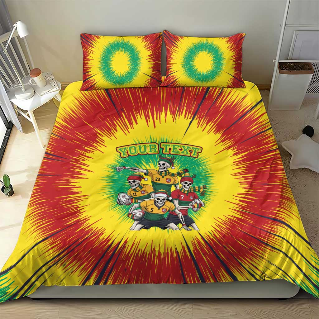 Personalized Lithuania Christmas Bedding Set Skeleton Rugby Tie Dye Vintage - Wonder Print Shop