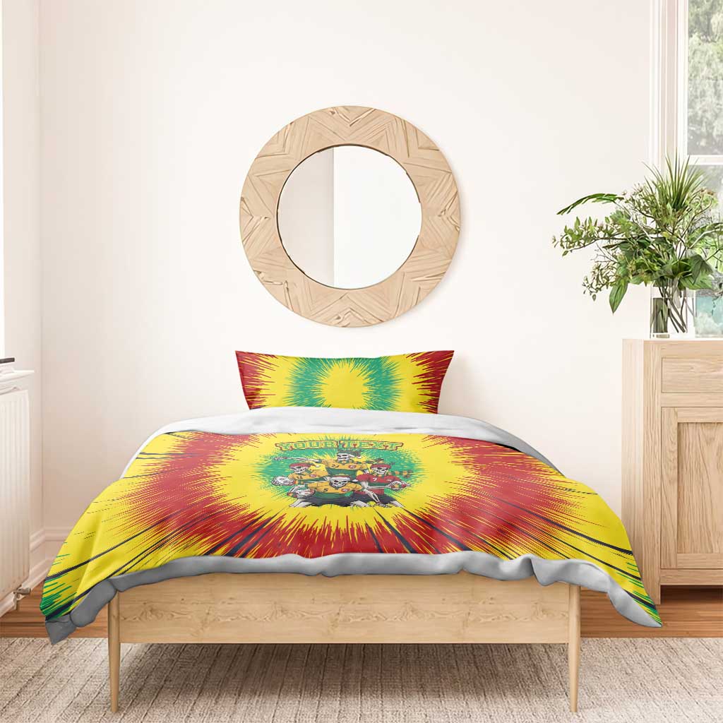 Personalized Lithuania Christmas Bedding Set Skeleton Rugby Tie Dye Vintage - Wonder Print Shop