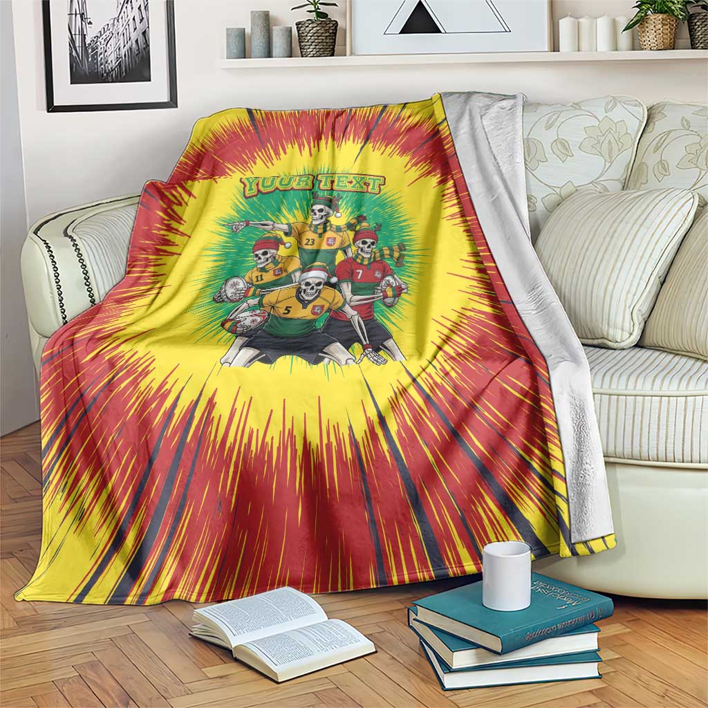 Personalized Lithuania Christmas Blanket Skeleton Rugby Tie Dye Vintage - Wonder Print Shop
