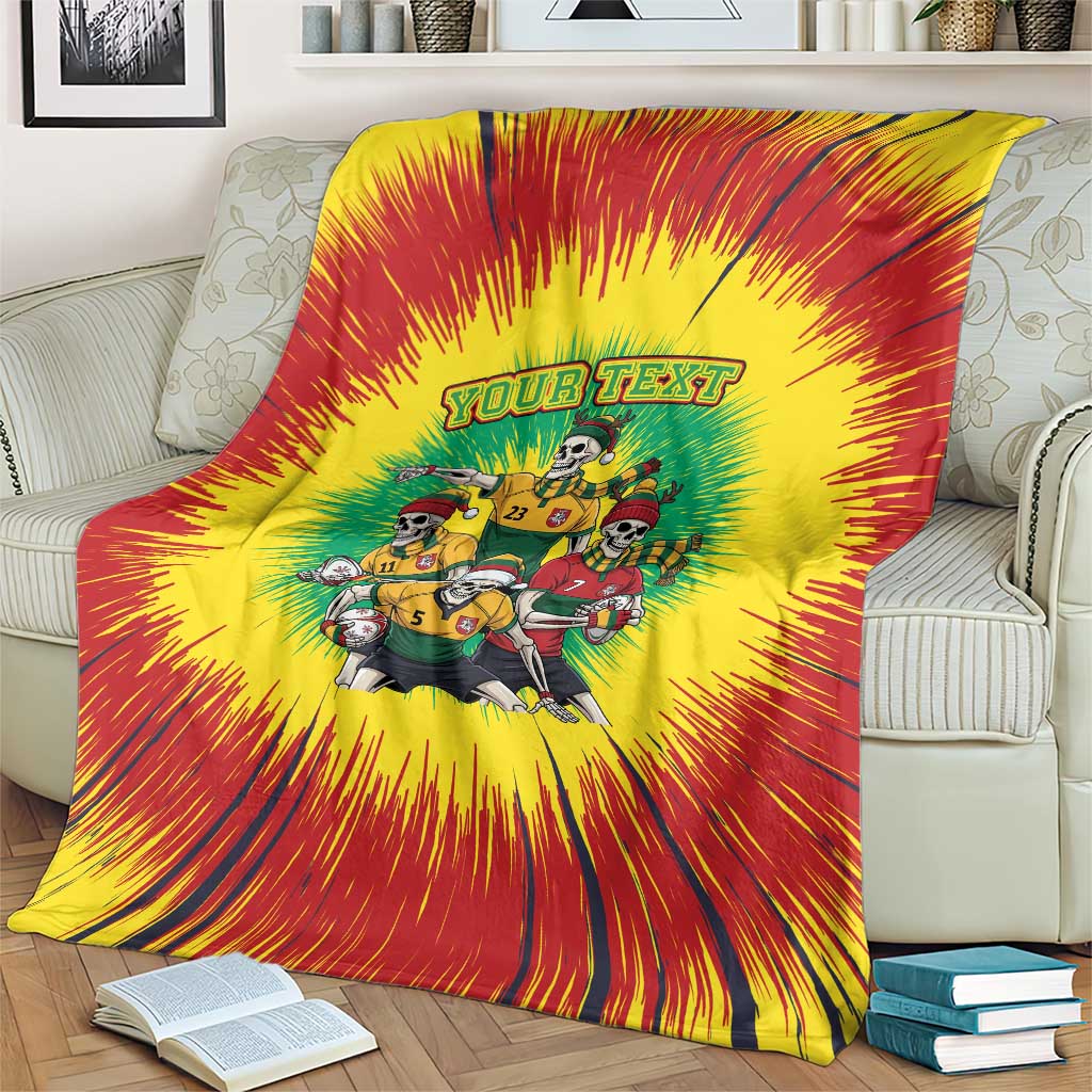 Personalized Lithuania Christmas Blanket Skeleton Rugby Tie Dye Vintage - Wonder Print Shop