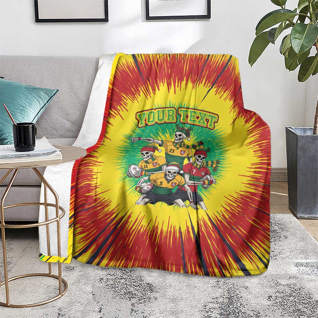 Personalized Lithuania Christmas Blanket Skeleton Rugby Tie Dye Vintage - Wonder Print Shop