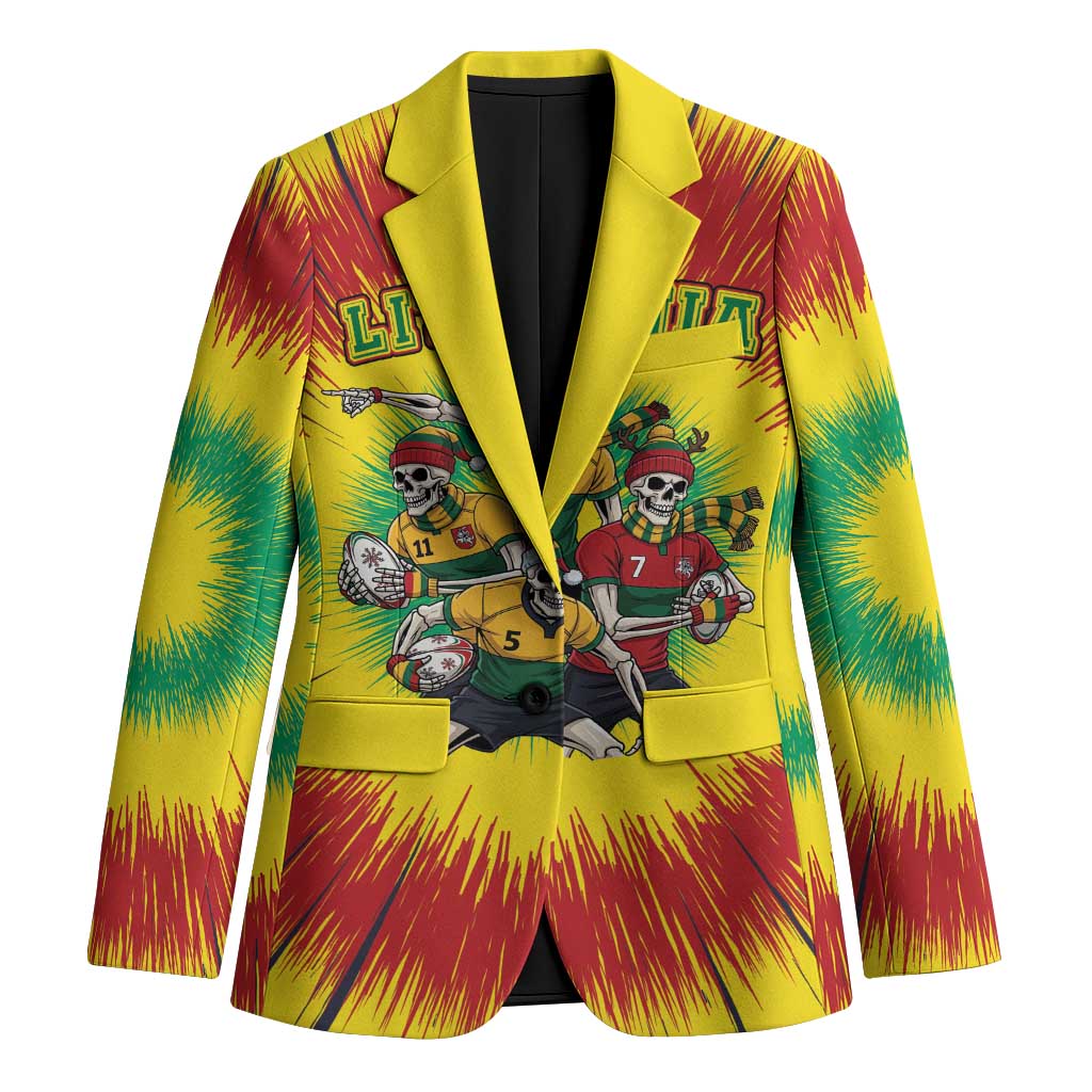 Personalized Lithuania Christmas Blazer Skeleton Rugby Tie Dye Vintage - Wonder Print Shop