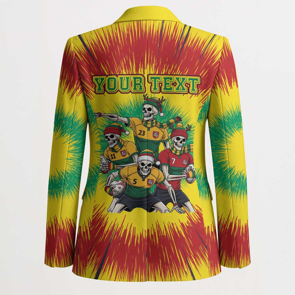 Personalized Lithuania Christmas Blazer Skeleton Rugby Tie Dye Vintage - Wonder Print Shop