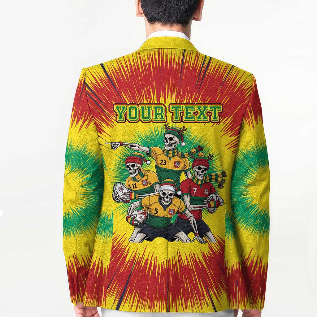 Personalized Lithuania Christmas Blazer Skeleton Rugby Tie Dye Vintage - Wonder Print Shop
