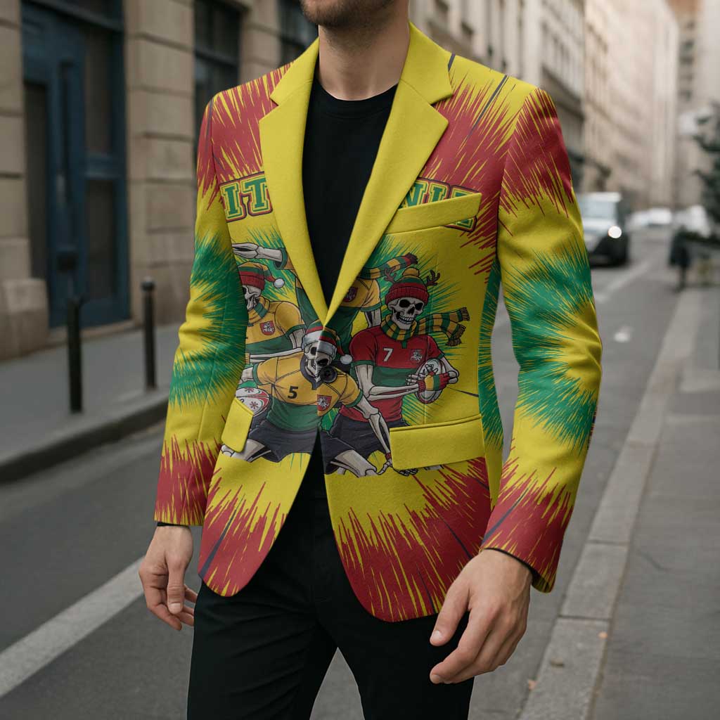 Personalized Lithuania Christmas Blazer Skeleton Rugby Tie Dye Vintage - Wonder Print Shop