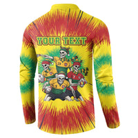 Personalized Lithuania Christmas Button Sweatshirt Skeleton Rugby Tie Dye Vintage - Wonder Print Shop