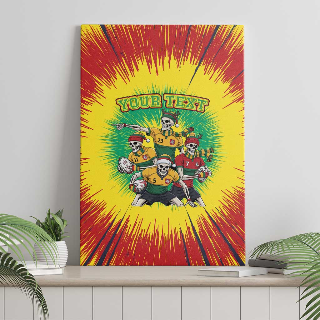 Personalized Lithuania Christmas Canvas Wall Art Skeleton Rugby Tie Dye Vintage - Wonder Print Shop