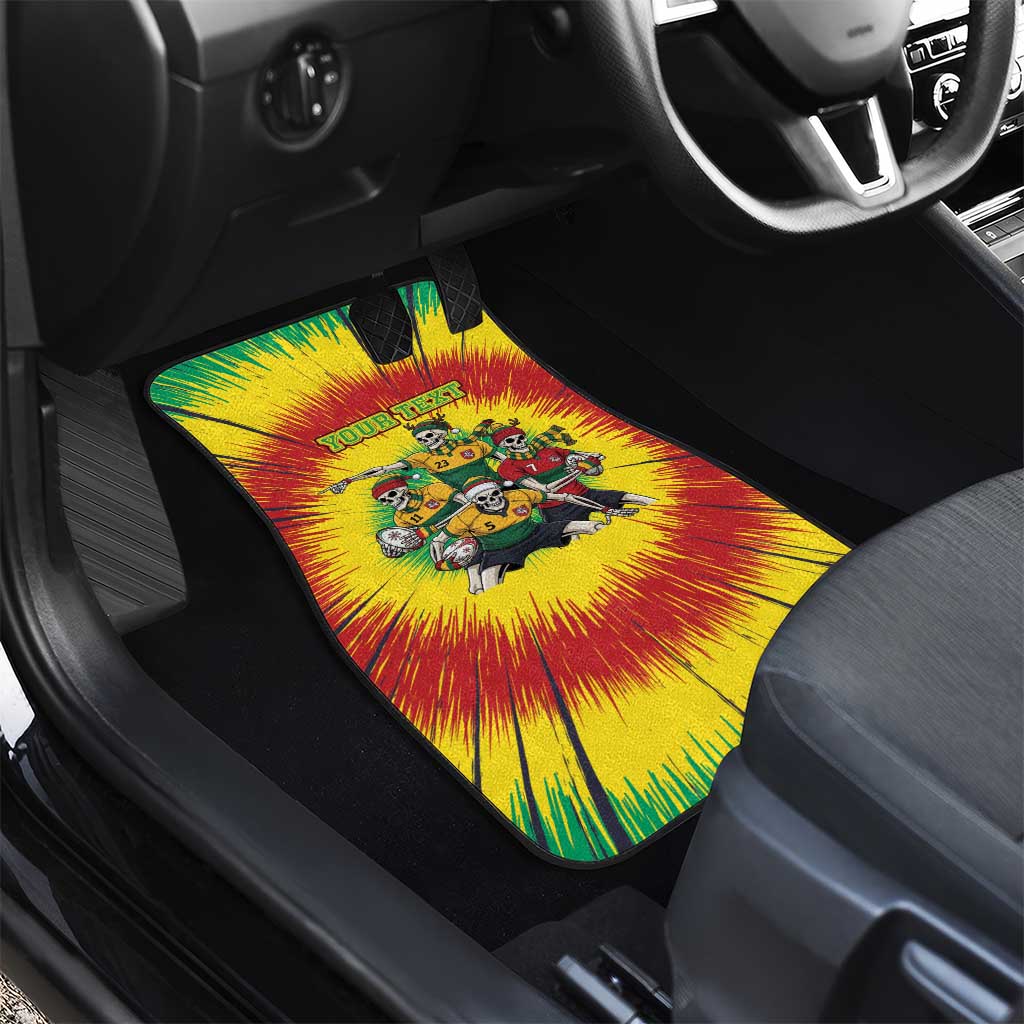 Personalized Lithuania Christmas Car Mats Skeleton Rugby Tie Dye Vintage - Wonder Print Shop