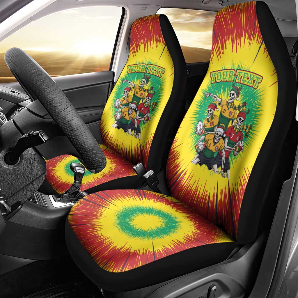Personalized Lithuania Christmas Car Seat Cover Skeleton Rugby Tie Dye Vintage - Wonder Print Shop