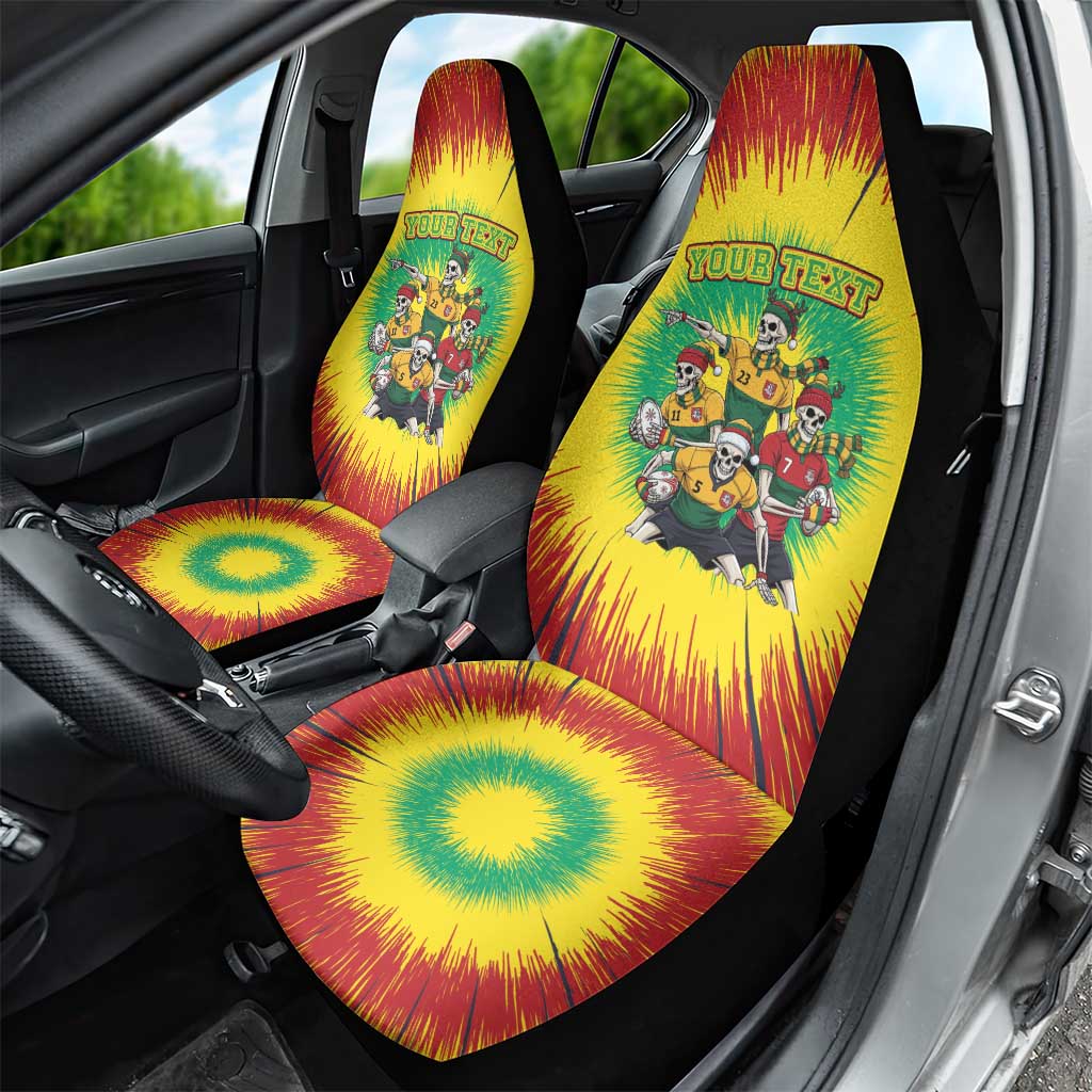 Personalized Lithuania Christmas Car Seat Cover Skeleton Rugby Tie Dye Vintage - Wonder Print Shop
