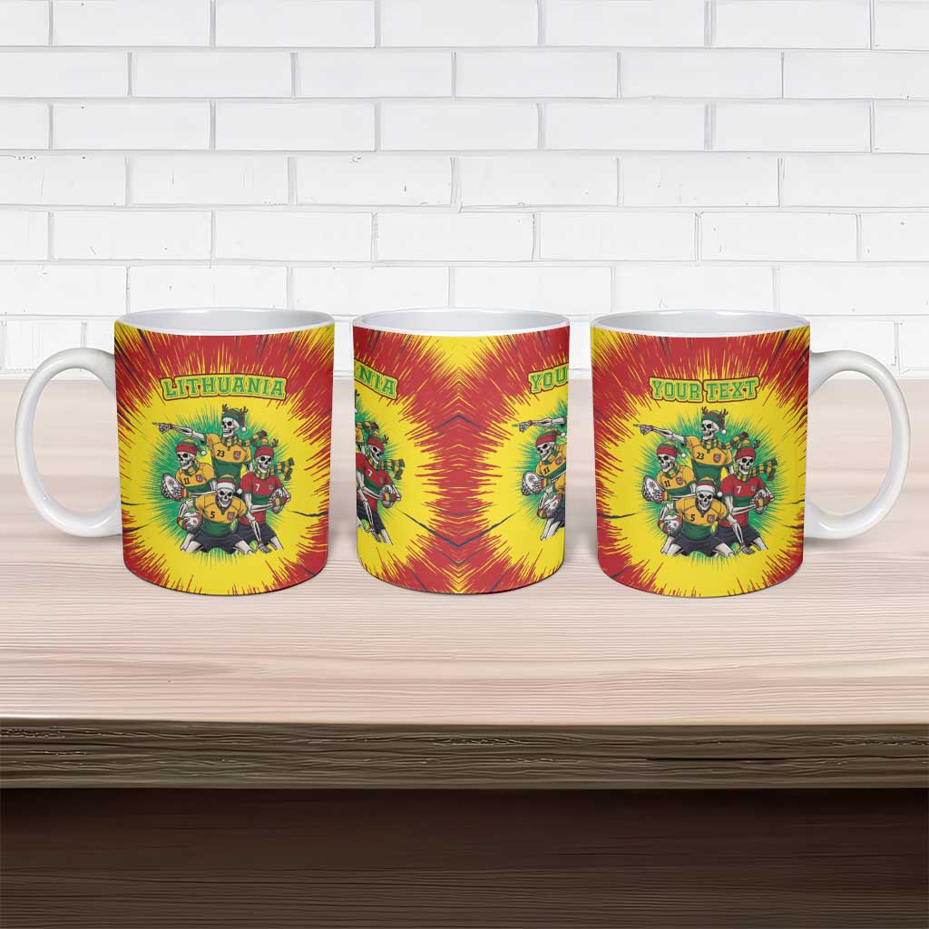 Personalized Lithuania Christmas Ceramic Mug Skeleton Rugby Tie Dye Vintage - Wonder Print Shop