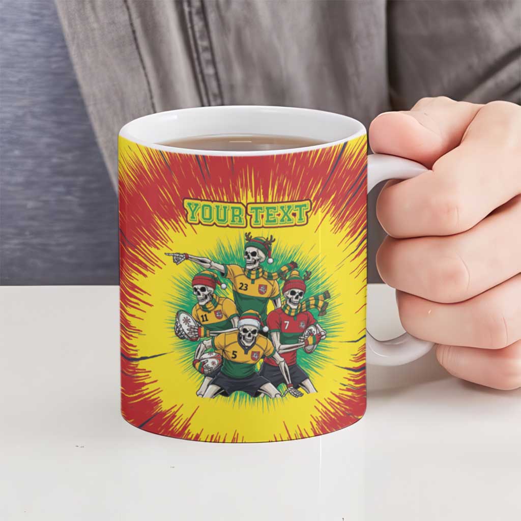 Personalized Lithuania Christmas Ceramic Mug Skeleton Rugby Tie Dye Vintage - Wonder Print Shop