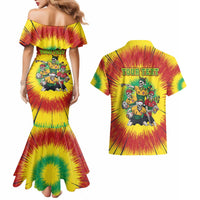 Personalized Lithuania Christmas Couples Matching Mermaid Dress and Hawaiian Shirt Skeleton Rugby Tie Dye Vintage - Wonder Print Shop