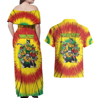 Personalized Lithuania Christmas Couples Matching Off Shoulder Maxi Dress and Hawaiian Shirt Skeleton Rugby Tie Dye Vintage - Wonder Print Shop