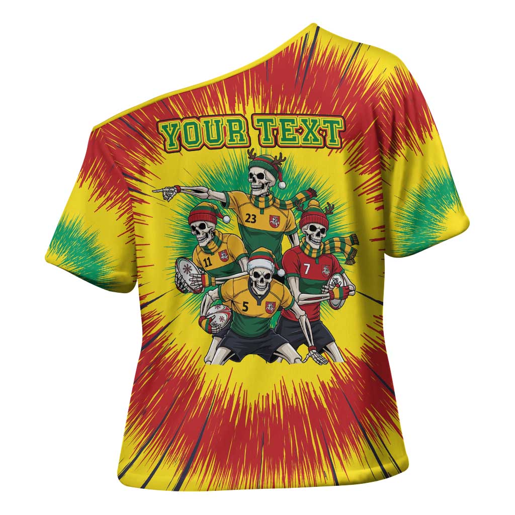 Personalized Lithuania Christmas Cross Shoulder Shirt Skeleton Rugby Tie Dye Vintage - Wonder Print Shop