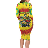 Personalized Lithuania Christmas Family Matching Long Sleeve Bodycon Dress and Hawaiian Shirt Skeleton Rugby Tie Dye Vintage - Wonder Print Shop