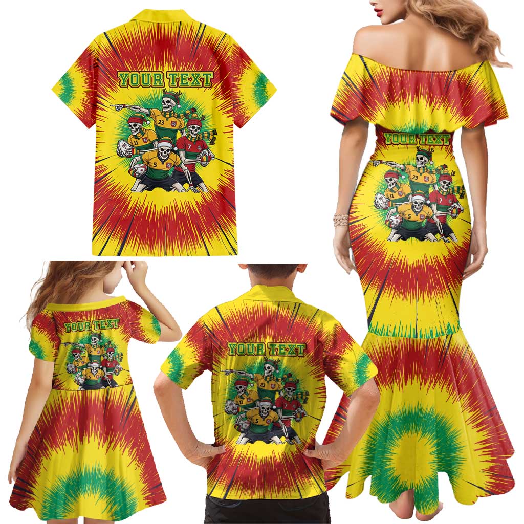 Personalized Lithuania Christmas Family Matching Mermaid Dress and Hawaiian Shirt Skeleton Rugby Tie Dye Vintage - Wonder Print Shop