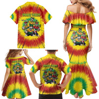 Personalized Lithuania Christmas Family Matching Mermaid Dress and Hawaiian Shirt Skeleton Rugby Tie Dye Vintage - Wonder Print Shop