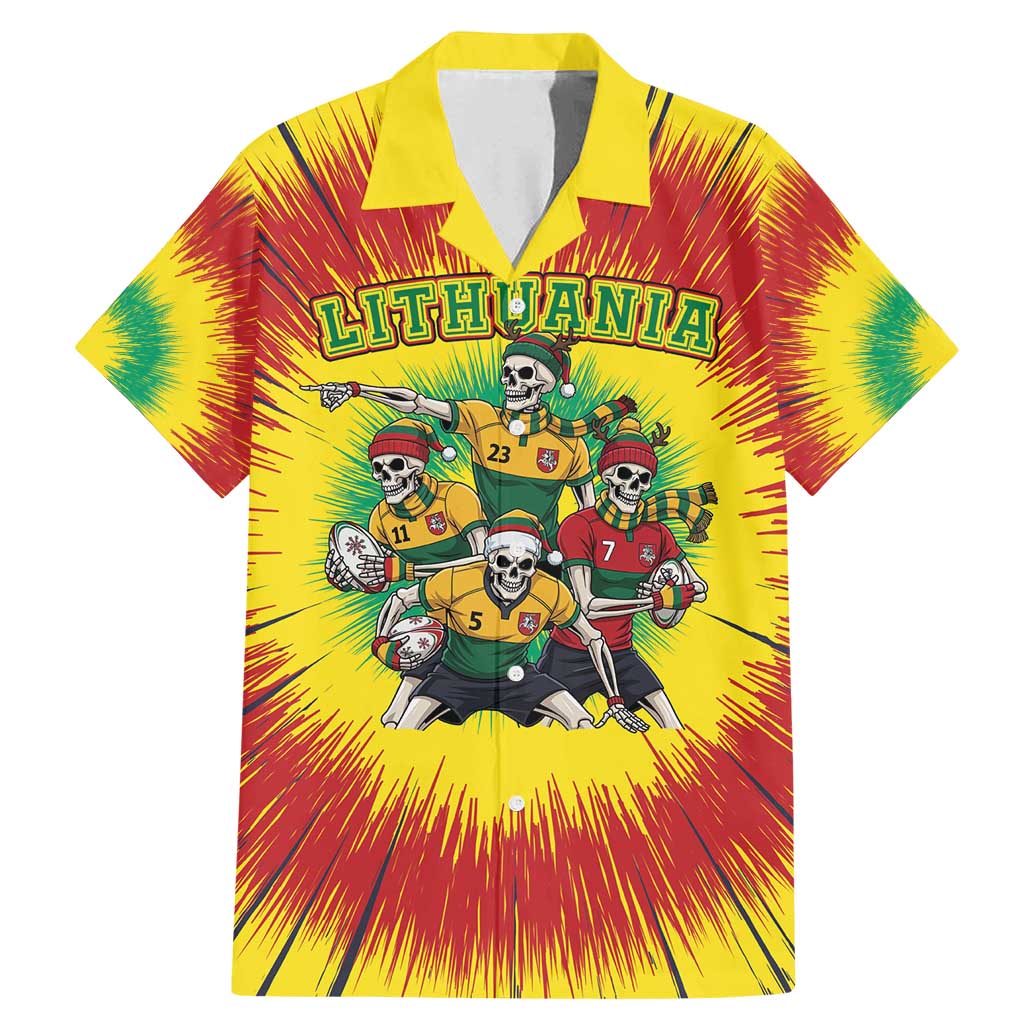 Personalized Lithuania Christmas Family Matching Mermaid Dress and Hawaiian Shirt Skeleton Rugby Tie Dye Vintage - Wonder Print Shop