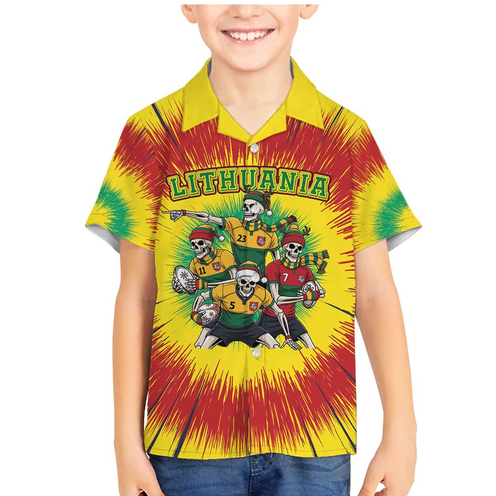 Personalized Lithuania Christmas Family Matching Mermaid Dress and Hawaiian Shirt Skeleton Rugby Tie Dye Vintage - Wonder Print Shop