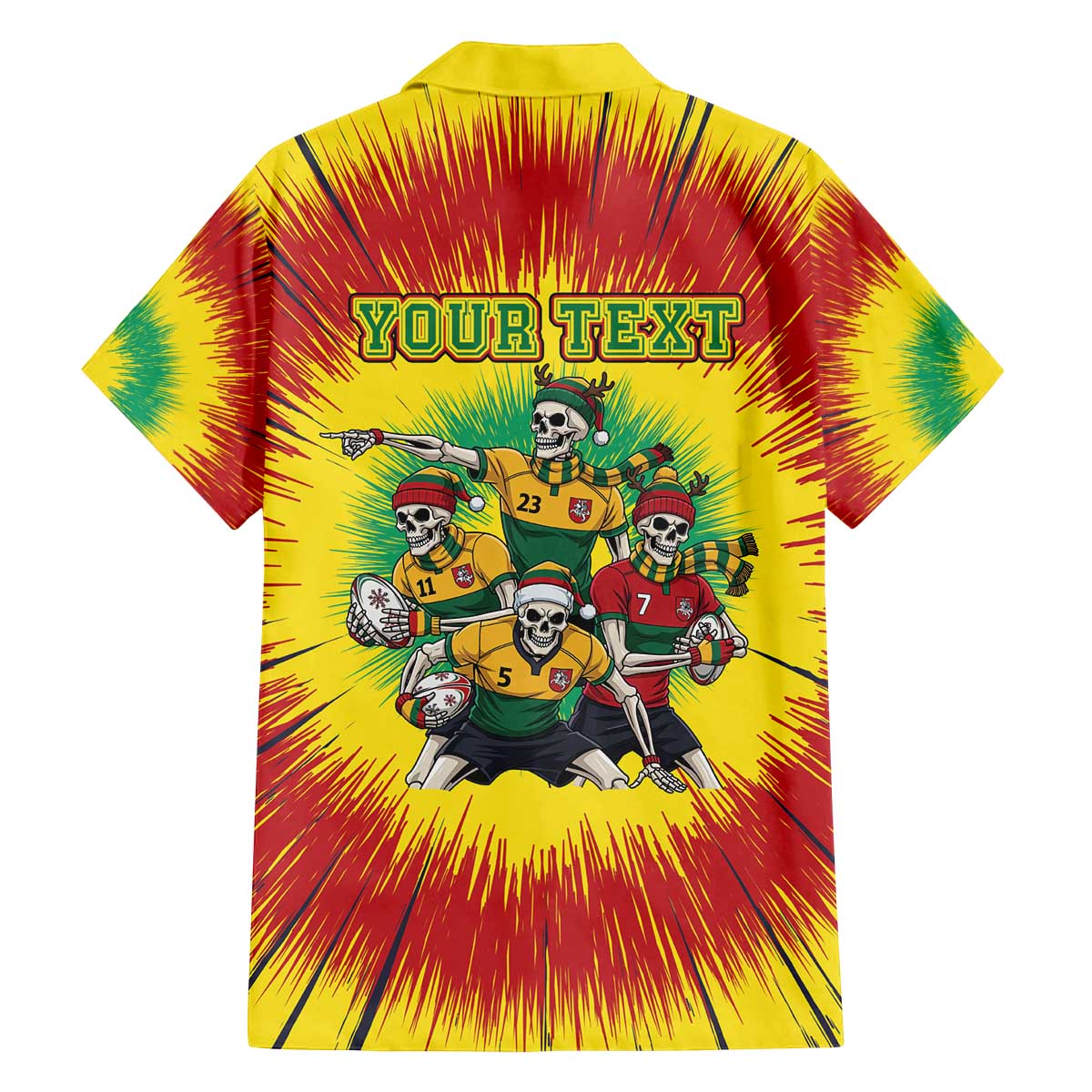 Personalized Lithuania Christmas Family Matching Off The Shoulder Long Sleeve Dress and Hawaiian Shirt Skeleton Rugby Tie Dye Vintage - Wonder Print Shop