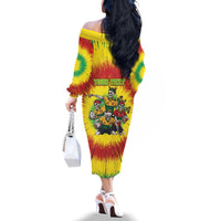 Personalized Lithuania Christmas Family Matching Off The Shoulder Long Sleeve Dress and Hawaiian Shirt Skeleton Rugby Tie Dye Vintage - Wonder Print Shop