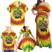 Personalized Lithuania Christmas Family Matching Off Shoulder Maxi Dress and Hawaiian Shirt Skeleton Rugby Tie Dye Vintage - Wonder Print Shop