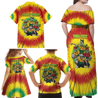 Personalized Lithuania Christmas Family Matching Off Shoulder Maxi Dress and Hawaiian Shirt Skeleton Rugby Tie Dye Vintage - Wonder Print Shop