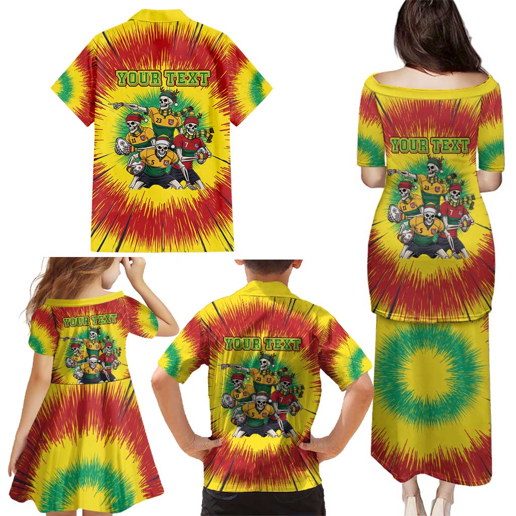 Personalized Lithuania Christmas Family Matching Puletasi and Hawaiian Shirt Skeleton Rugby Tie Dye Vintage - Wonder Print Shop