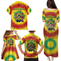 Personalized Lithuania Christmas Family Matching Puletasi and Hawaiian Shirt Skeleton Rugby Tie Dye Vintage - Wonder Print Shop