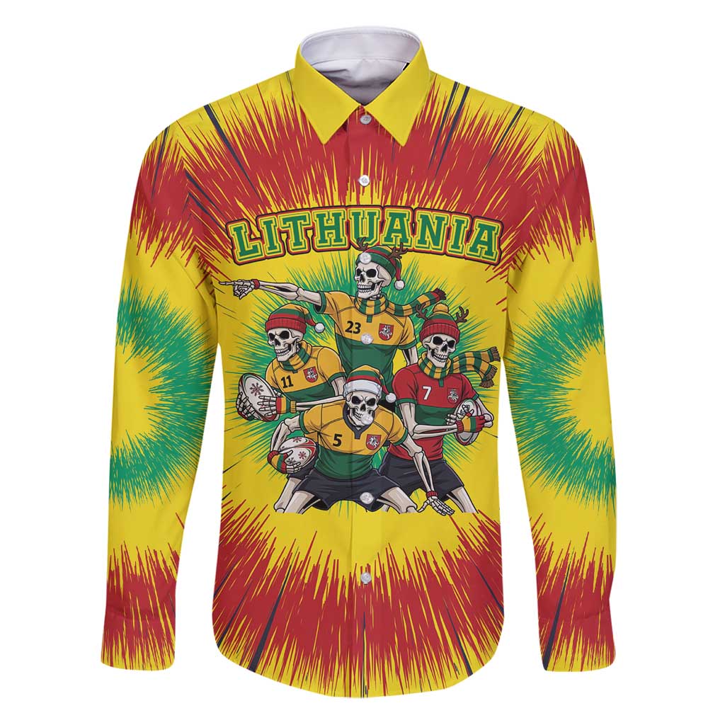 Personalized Lithuania Christmas Family Matching Puletasi and Hawaiian Shirt Skeleton Rugby Tie Dye Vintage - Wonder Print Shop